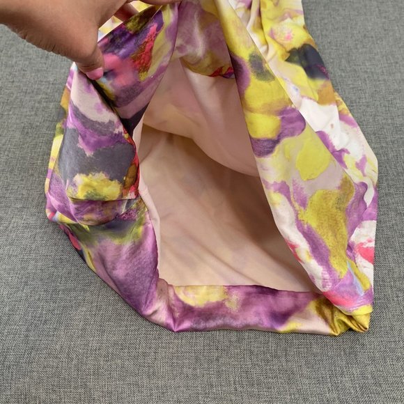 H&M Watercolor Pastel Dress Silky Soft Size 4 Sleeveless Scoop Neck Bow Shoulder - Picture 10 of 11